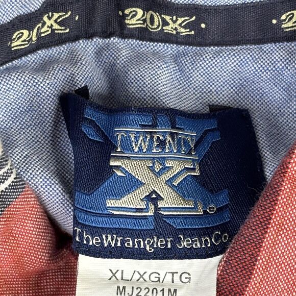 Wrangler Twenty X Shirt Mens XL Red Plaid Button Down Long Sleeve Pocket MJ2201M - Picture 6 of 11